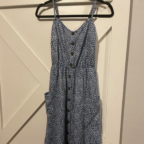 Floral Blue Below The Knee Sundress - Picture 6 of 9